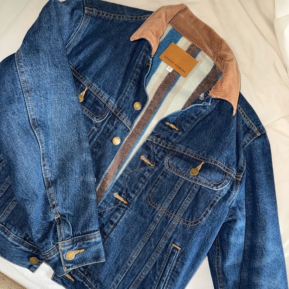 Aritzia Jackets & Blazers - Aritzia Denim Forum Blue Denim Jacket with Tan Corduroy Collar
